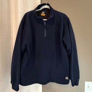 BERNE Men's Workwear Navy Pullover 1/4 Zip Sweat shirt, Size Large